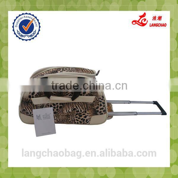 Popular Design Hot Sale Durable PU Material Real Push Trolley High Quality Wheel Trolley Duffle Bag