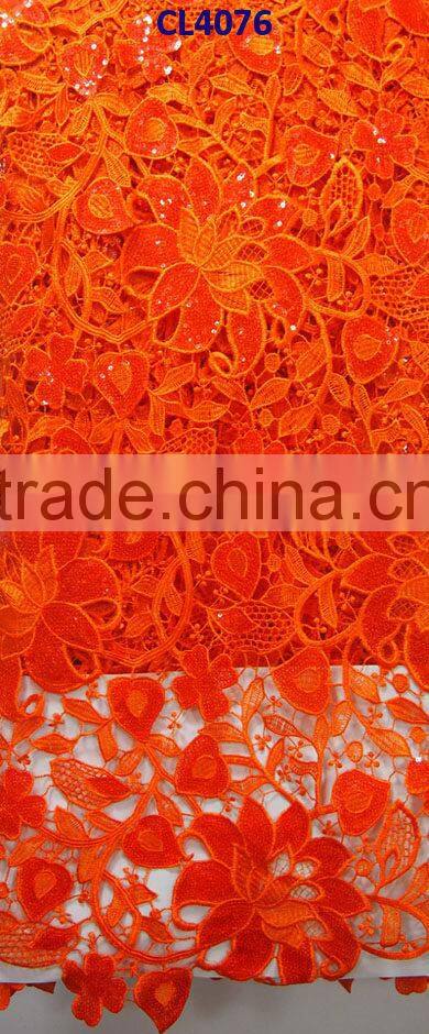 CL4076 peach 2014 New fashion sequins lace with factory price,solf and unique pattern 5 yards