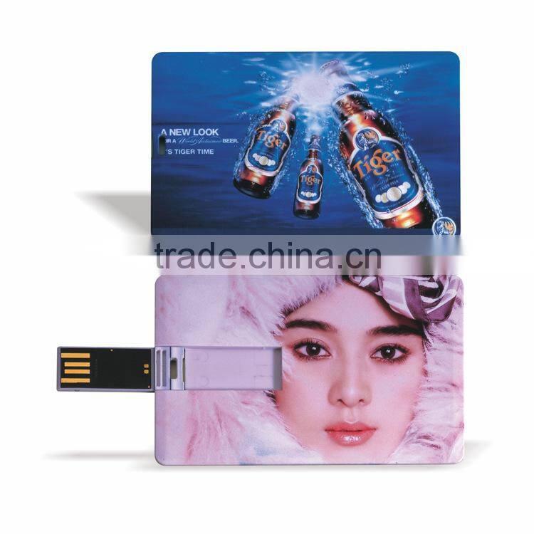 Promotional gift plastic material 1GB, 2GB, 4GB full color branded credit card shaped usb flash memory pen drive