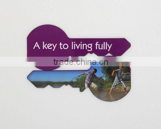 2016 custom creative cheap key shape flat paper fridge magnets for gifts