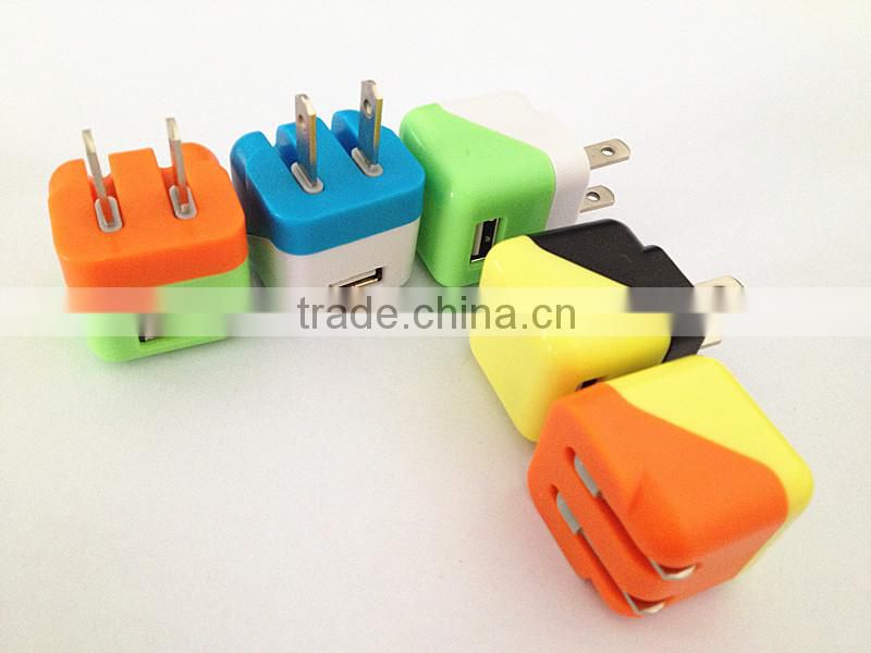 Factory supply jelly color mini USB home charger US folding plug high quality for Android smartphones