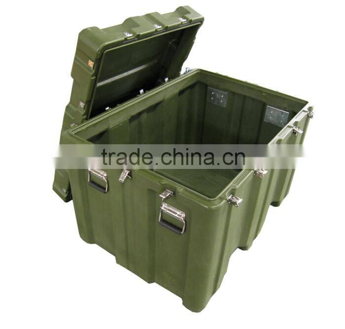 467L big rotomoulded plastic military carrying case, with stainless steel handles