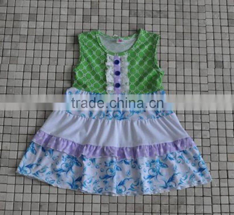 fashion little girl summer polka dot chevron cotton girls Halloween dress