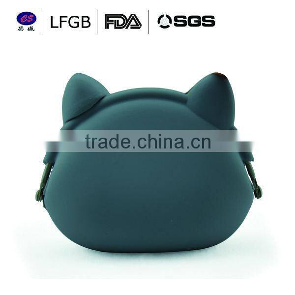 2014 Hot sale and fashionable cat shape silicone change wallet