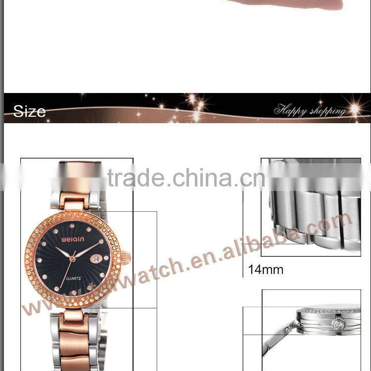 Luxury Ladies Stone Watches with Sapphire Glass and Solid Stainless Steel Band