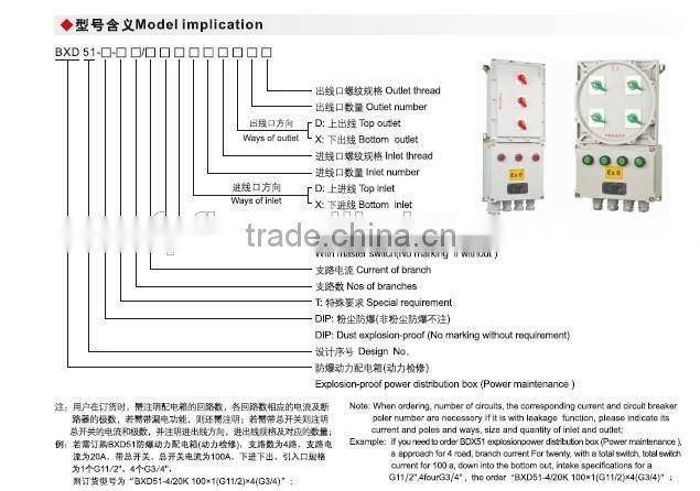BXD51-D explosion proof (power maintenance) distribution box