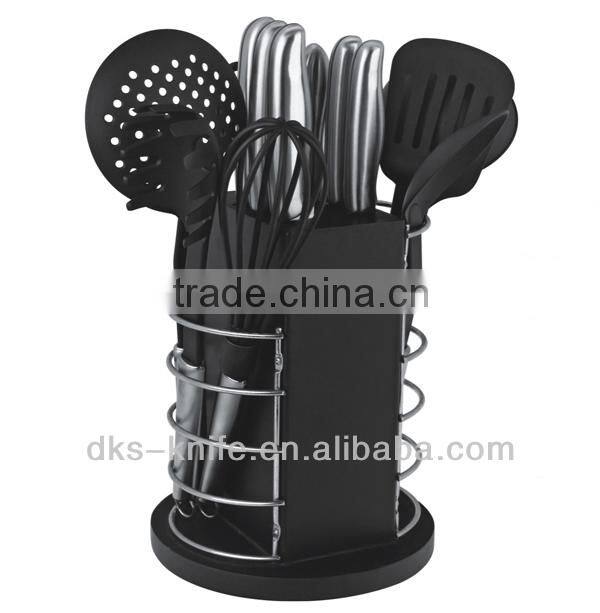 Set of 14 PCS New design cooking knife set with Hollow handle Stainless Steel with Wooden block KH1307