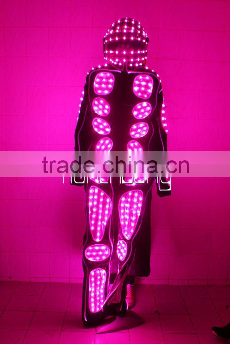 Customize led robots,Full color change programmable robot led traje,OEM light up robot costumes for sale with helmet