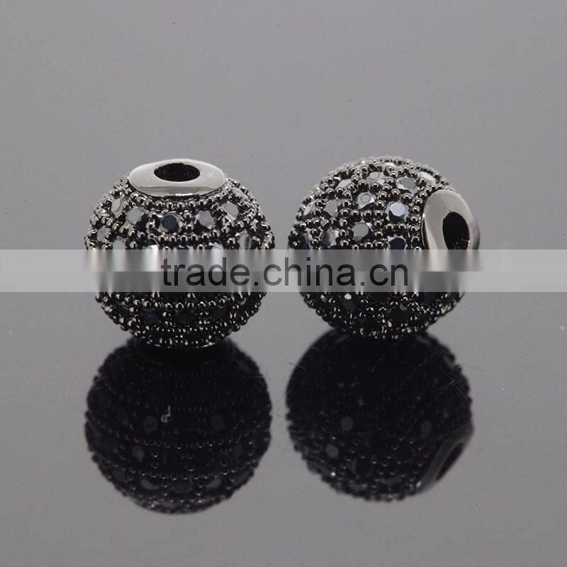 Round Brilliant Cut CZ Diamond Zircon Beads for Pendants or Charms Loose Black Zirconia Balls