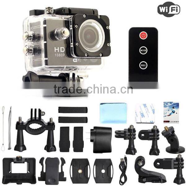 Wifi Mini Waterproof Sports Action camera 2.0" LCD Full HD 1080P 12MP 170 Wide Angle Lens Video Recorder with IR Remote Control