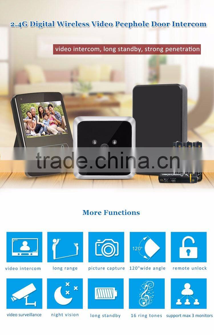 Home Security Remote Unlock 2.4GHz Video Wireless Digital Door Viewer