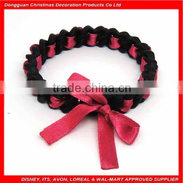 Fashionable hotsale cheap braid silicone bracelet with bowknot