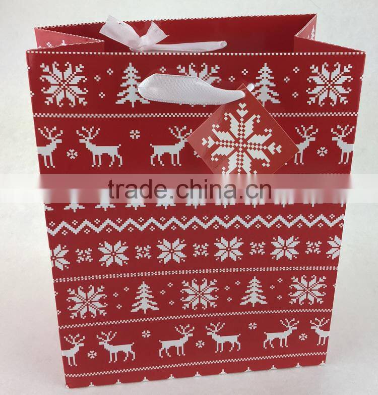 Christmas Medium Bag Gift Bag White satin Ribbon and tag