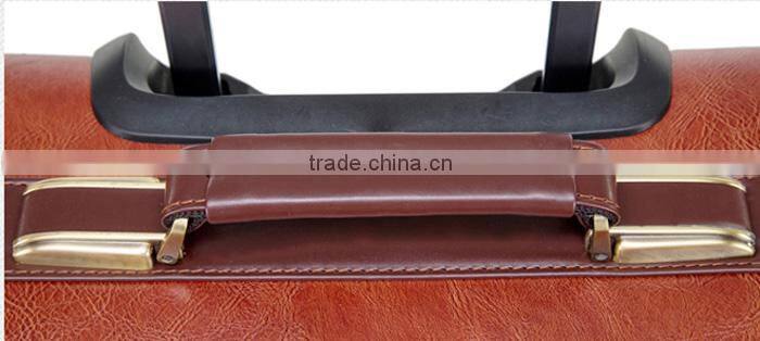 2015 hot selling PU travel luggage spinner trolley luggage bag with removable wheels