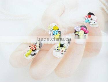 Most welcome new nail art, miniature cake clay,ornaments to nails