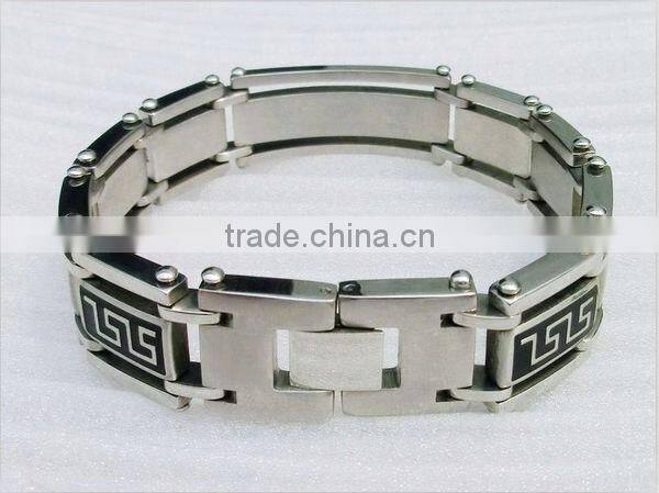 the Great Wall pattern laser engraved men stainless steel bracelet bangle