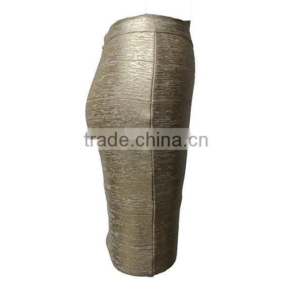 2014 Cheap price fashionable foil print skirt