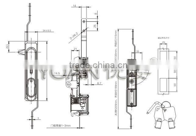 Rod control cabinet lock with tubular key