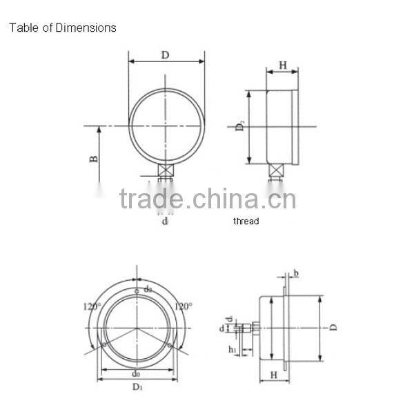 High quality all stainless steel low vacuum gauge with bottom connection