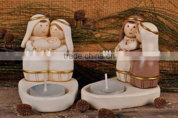 Polyresin nativity set candle holder