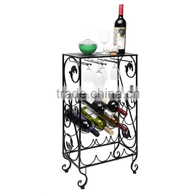 Black Metal Wall Mounted Geometric Wine Rack/Organizer for 5 Bottles
