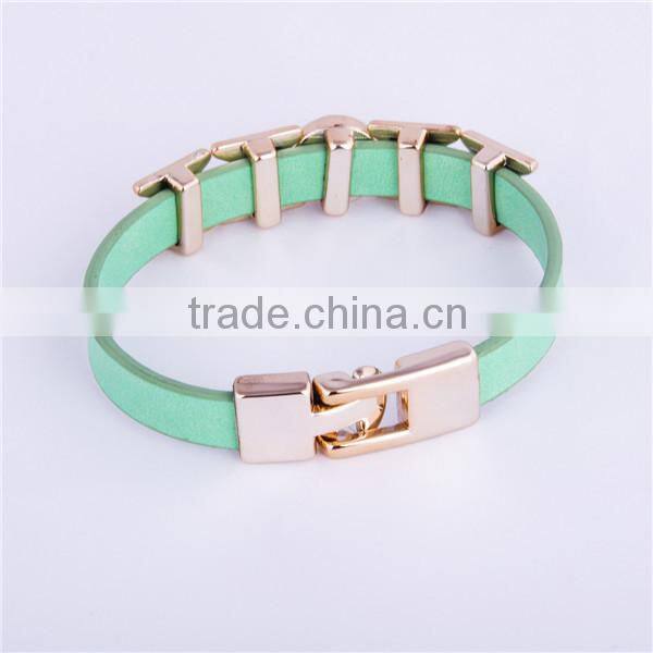 2016 Personalized Light Green Alibaba Leather Bracelets