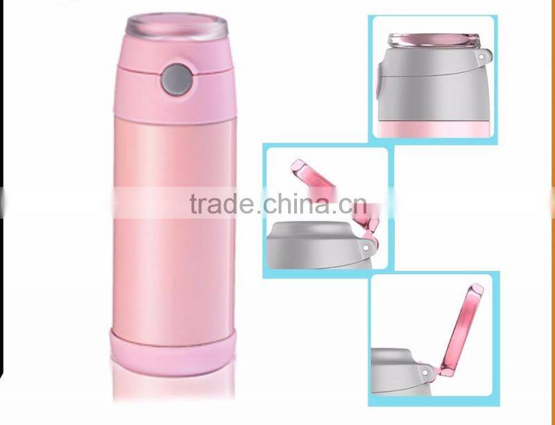 2016 new designed kid bottle stainless steel water bottle with straw and suction nozzle