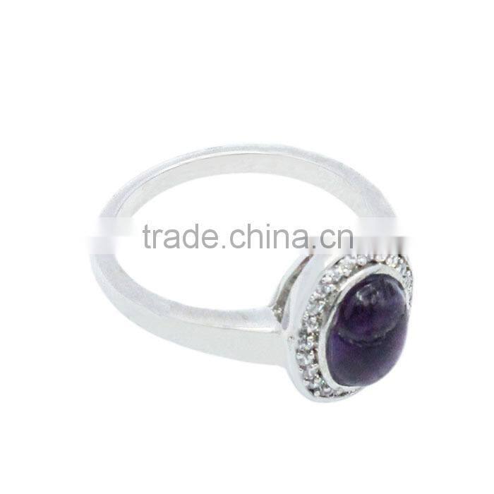 precious mirco pave crtstal mainstone cz and purple crystal silver purple crystal ring