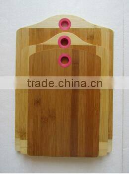 Silicone Hanging Circle 2 Color Tone Cheese Bamboo Wooden Chopping Board Set
