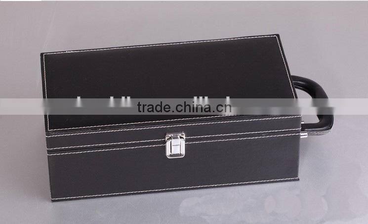 2014 newest custom leather wine box for 2 bottles