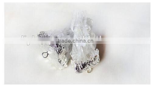 Natural rough rock crystal quartz Geode Druzy Pendant