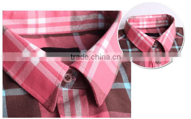 Women europe style long sleeve yarn dyed designer check shirts wholesale