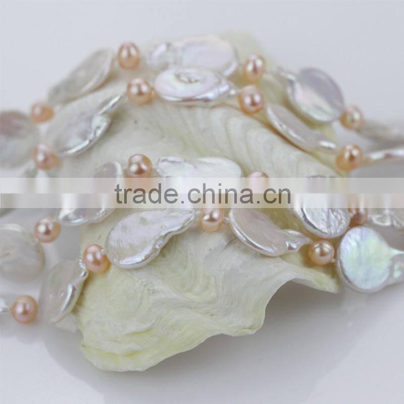 60inches design coin and potato new fashion high quality jewel long pearl necklace