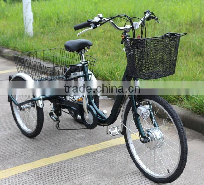 newest fashional 24 inch big electric trike 36V 250W Lithium battery best selling for old people