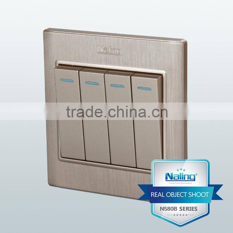 brushed champagne 4 gang 1 way electric wall switch
