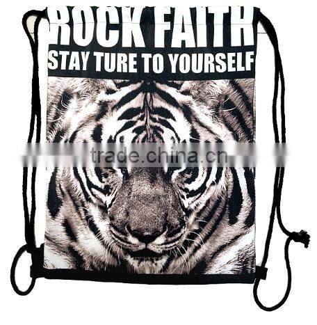 Foldable Tiger Zebra girls 3D printing animal draw string canvas Back pack bag