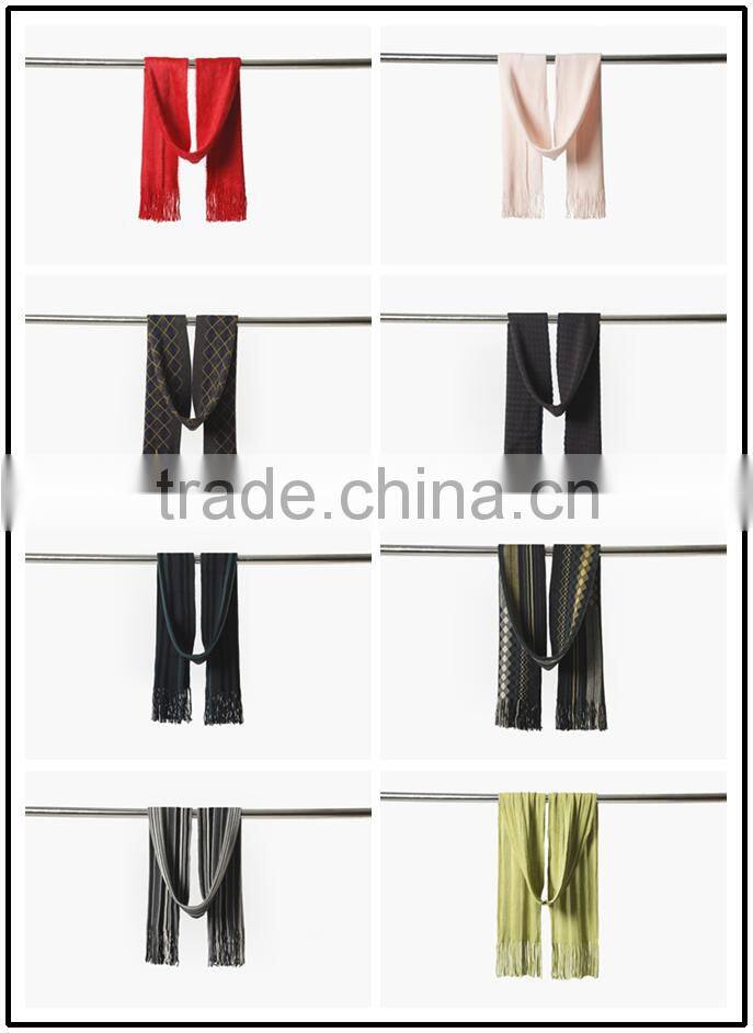 Fringe color mixed white black scarf for retail selling