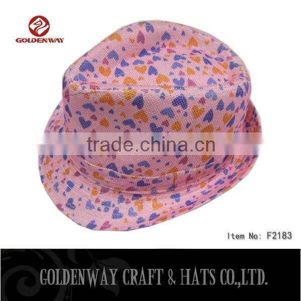 Custom blue child fedora hat with heart