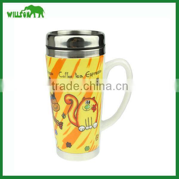 new item 430ml ceramic coffee mug with handle and lid