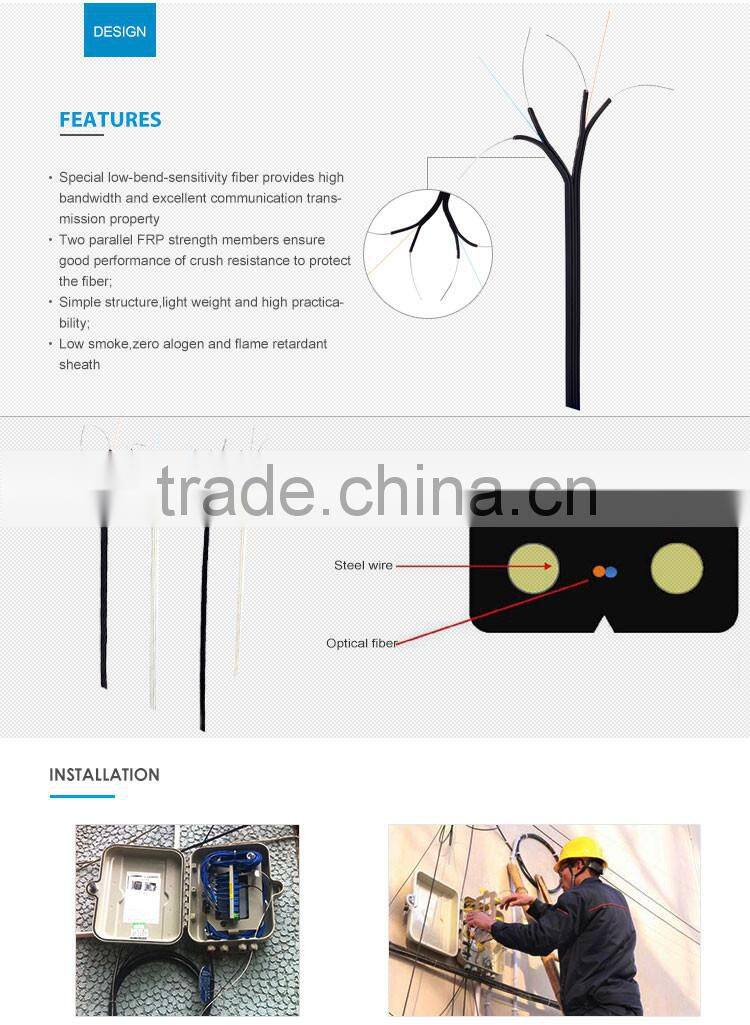 2 core G657A1 FTTH drop Fiber optic cable