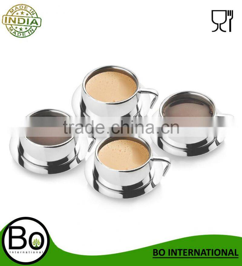 Stainless Steel Teas Cup With Coaster 8 x 5 cm