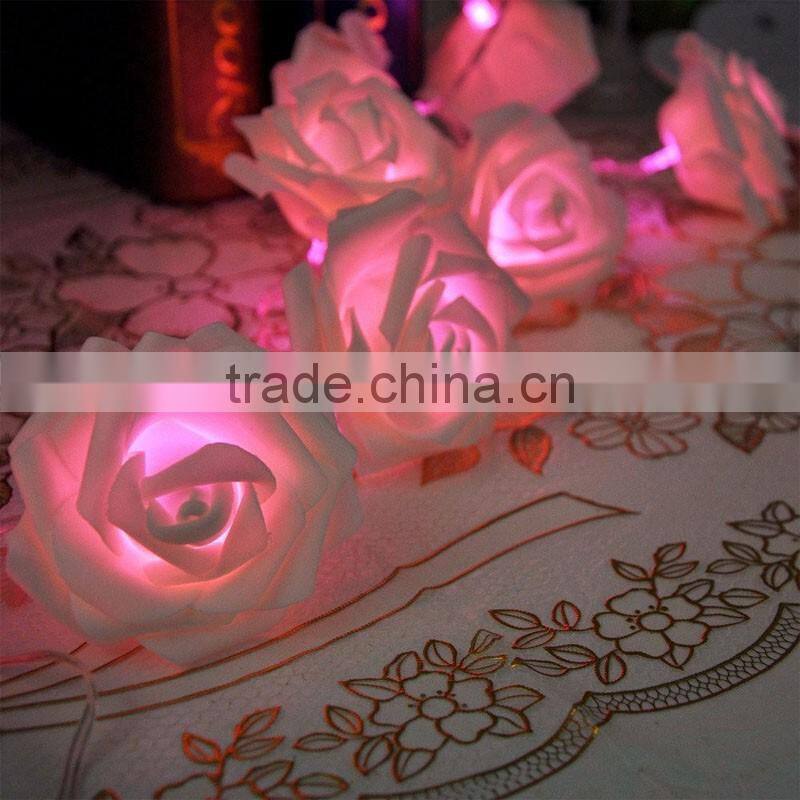 20 LED Rose Flower String Lights for Wedding Garden Party Christmas Decoration Warm White