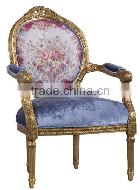 Concise design European living room wood carving fabric sofa set