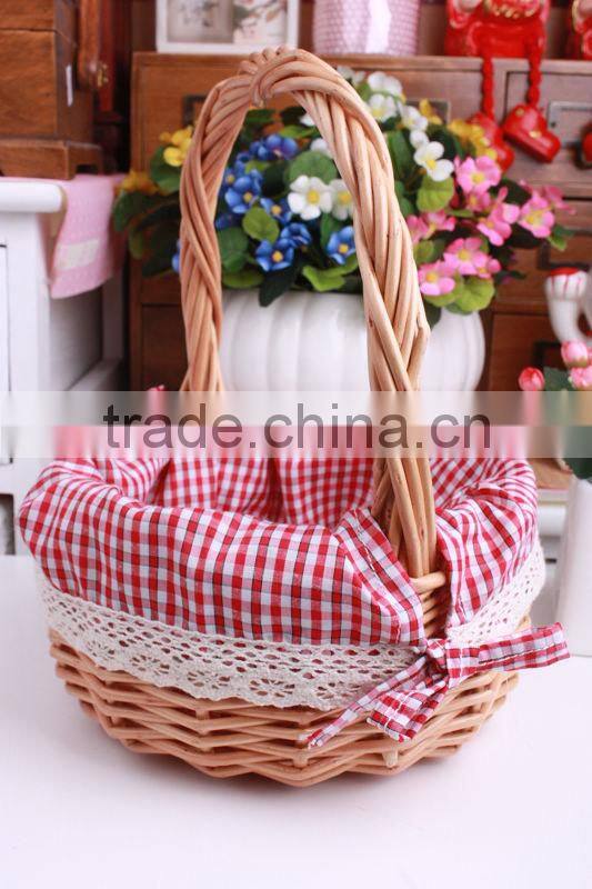 Hotsale small cheap lined willow wicker shopping basket wicker storage basket