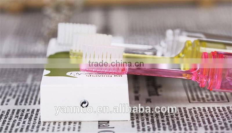Transparent Plastic Disposable Portable Folding Toothbrush For Hotel and flight
