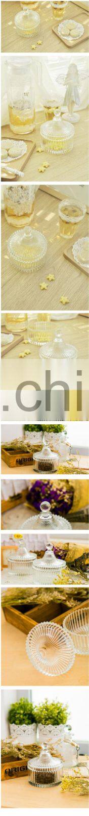 Anhui glassware factory supply wholesale glass sugar bowl with lid