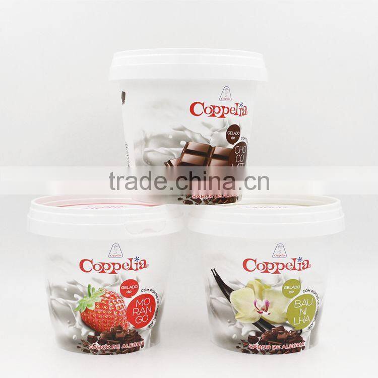 Customized ice cream tubs with lids,IML rainbow ice cream tub,BRC, FDA, Sedex ice cream tub manufacturers