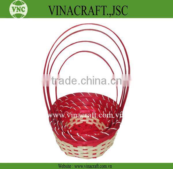 Black bamboo flower basket with handle