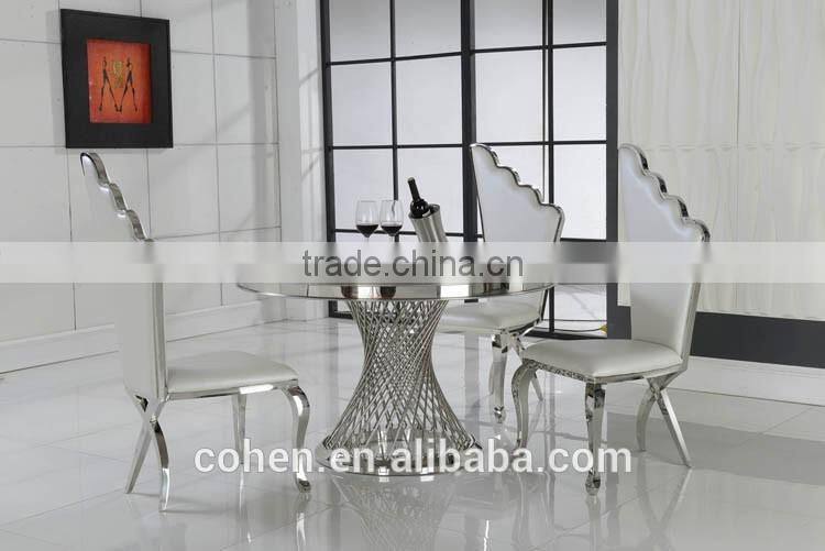2016 Cohen latest modern design marble top round dining table/stainless steel dining table and chairs for dining room furniture