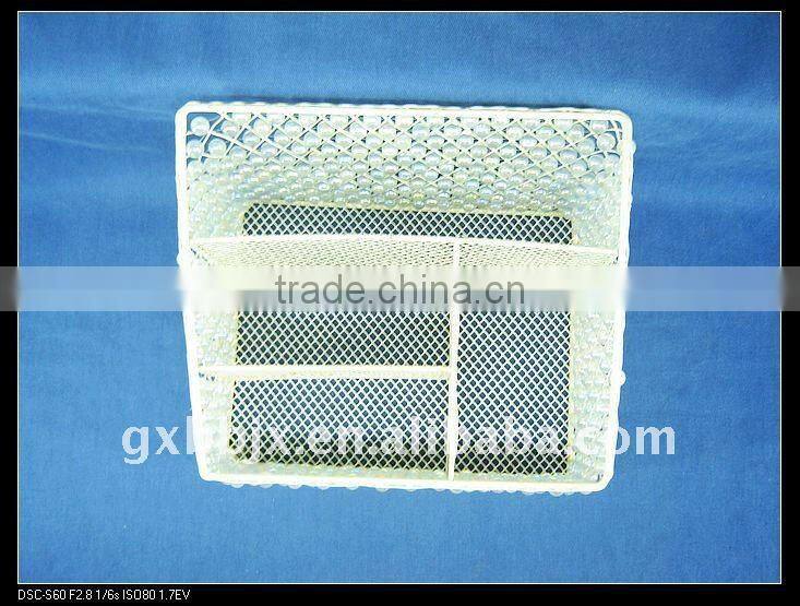 White metal wire and pearl woven magazine&file storage stand